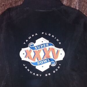 NWT Vintage Super Bowl XXXV Jeff Hamilton 2001 Large Suede Jacket Ravens Giants